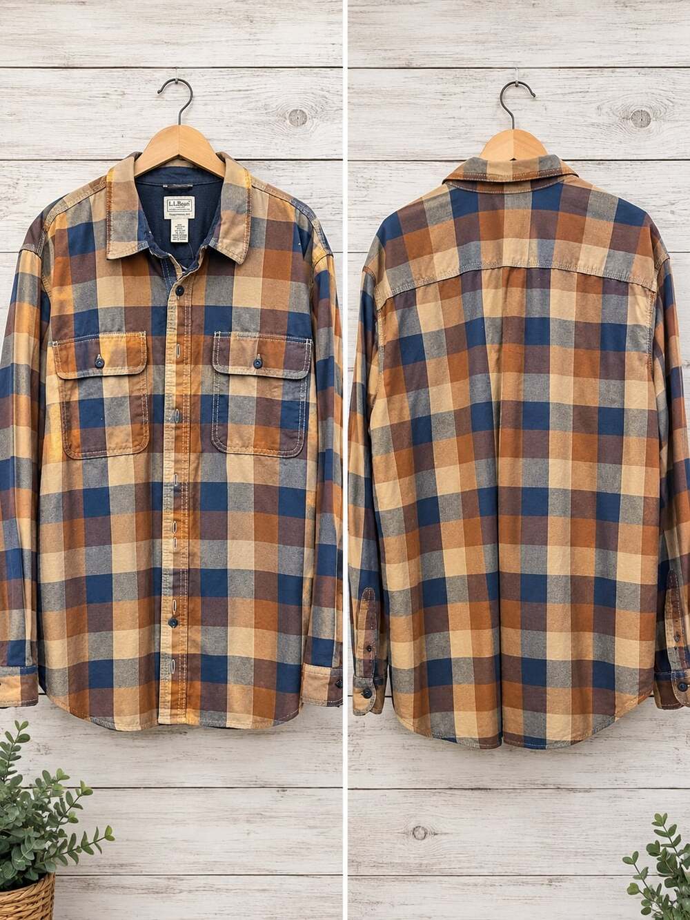 L.L. Bean Traditional Fit Plaid Flannel Shirt Size XL Tall